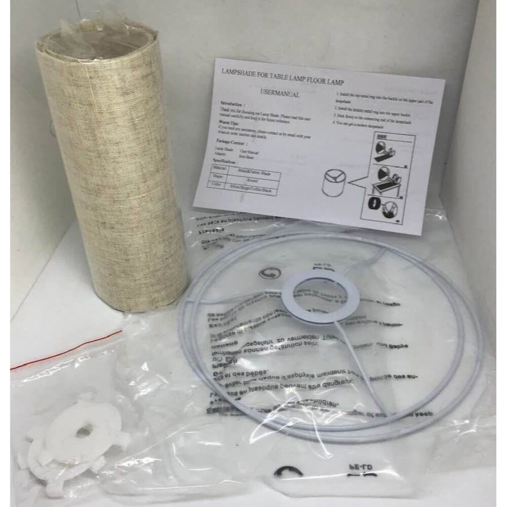 Drum Lamp Shade 9 x 9 x 8 Beige Burlap Kit Make it Yourself DIY Metal Frame NEW